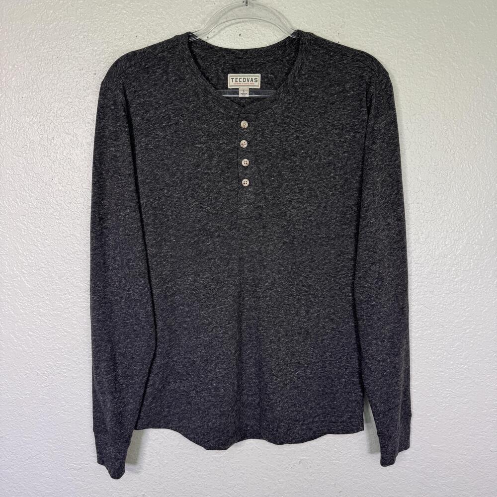 Tecovas Shirt Mens Small Henley Long Sleeve Gray Basic Layer Tee Western Cowboy